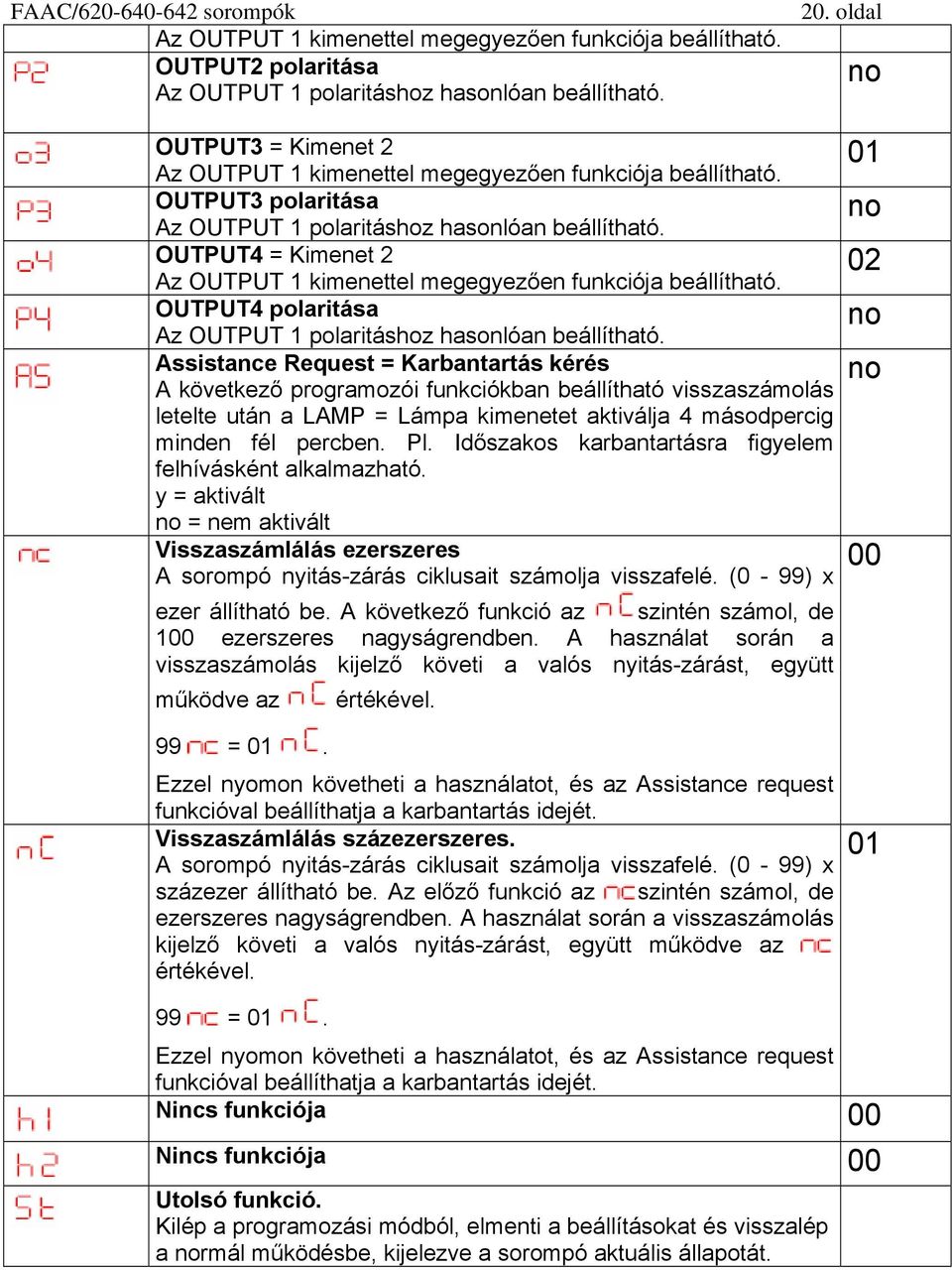 OUTPUT4 = Kimenet 2 Az OUTPUT 1 kimenettel megegyezően funkciója beállítható. OUTPUT4 polaritása Az OUTPUT 1 polaritáshoz hasonlóan beállítható.