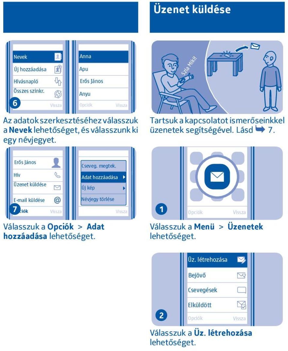 Tartsuk a kapcsolatot ismerőseinkkel üzenetek segítségével. Lásd 7. Erős János Cseveg. megtek.