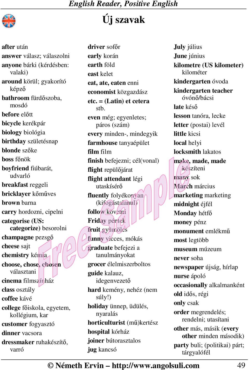 sajt chemistry kémia choose, chose, chosen választani cinema filmszínház class osztály coffee kávé college főiskola, egyetem, kollégium, kar customer fogyasztó dinner vacsora dressmaker ruhakészítő,