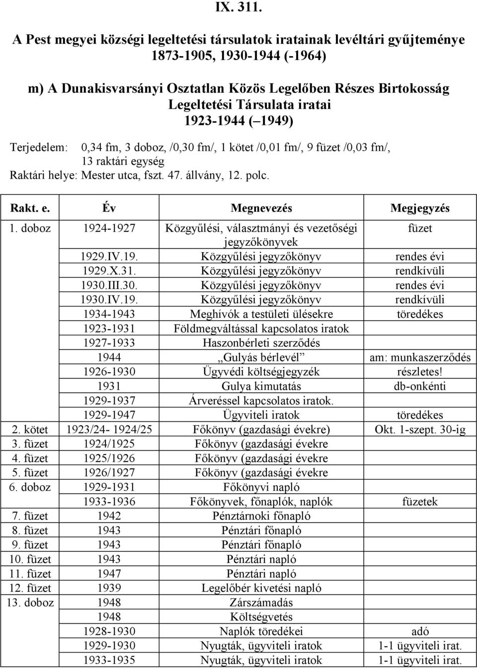 X.31. Közgyűlési jegyzőkönyv rendkívüli 193