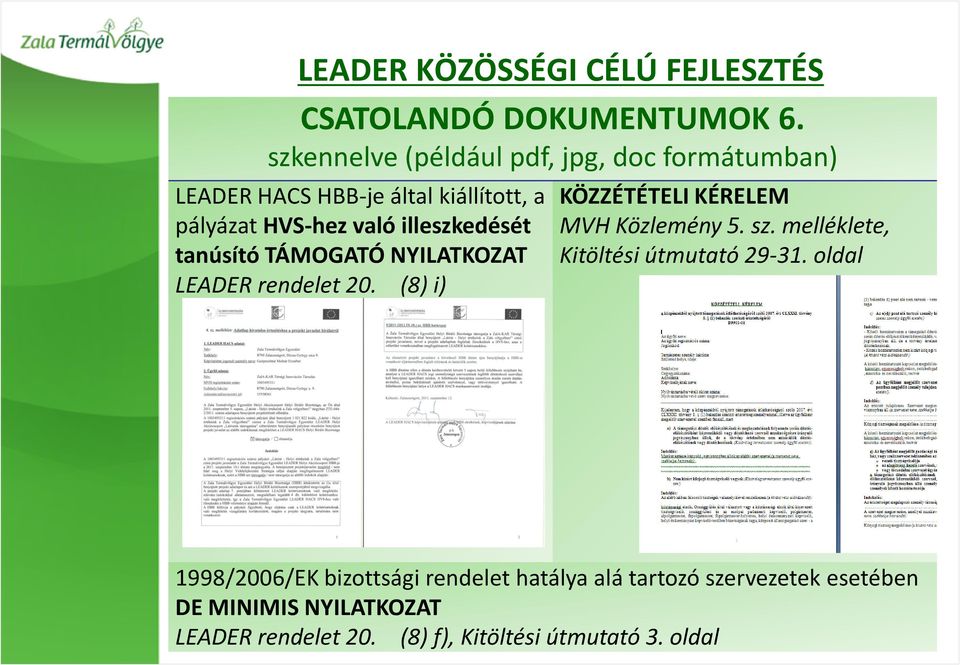 illeszkedését tanúsító TÁMOGATÓ NYILATKOZAT LEADER rendelet 20. (8) i) KÖZZÉTÉTELI KÉRELEM MVH Közlemény 5. sz.