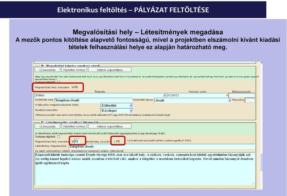 alapvető fontosságú, mivel a projektben elszámolni kívánt