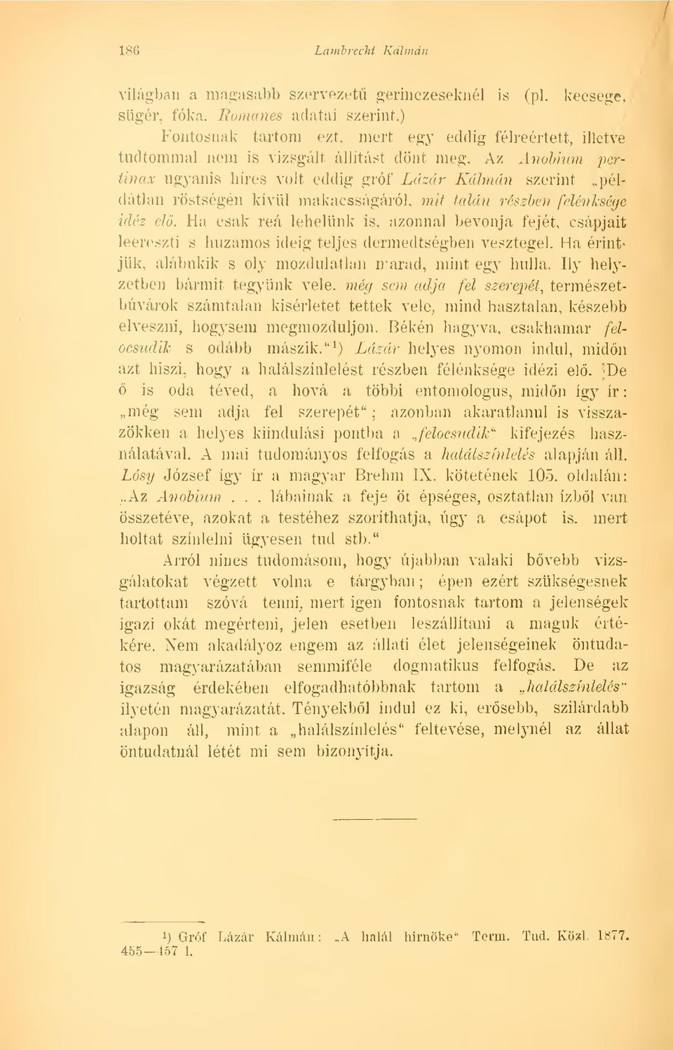 .példátlan röstségén kívül makacsságáról, mii talán részben félénksége olá: el. Ha csak reá lehelünk is, azonnal bevonja fejét, csápjait leereszti s huzamos ideig teljes dermedtségben vesztegel.