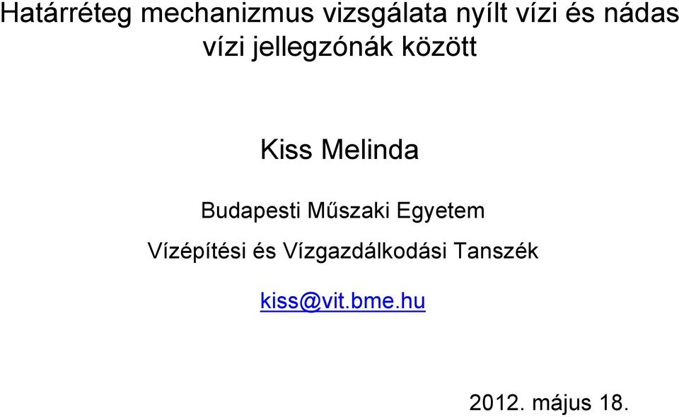 Budapesti Mőszaki Egyetem Vízépítési és