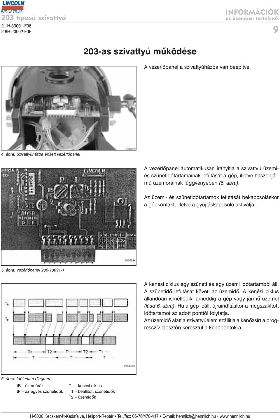 Az üzemi- és szünetidõtartamok lefutását bekapcsoláskor a gépkontakt, illetve a gyújtáskapcsoló aktiválja. 5. ábra: Vezérlõpanel 236-13891-1 A kenési ciklus egy szüneti és egy üzemi idõtartamból áll.
