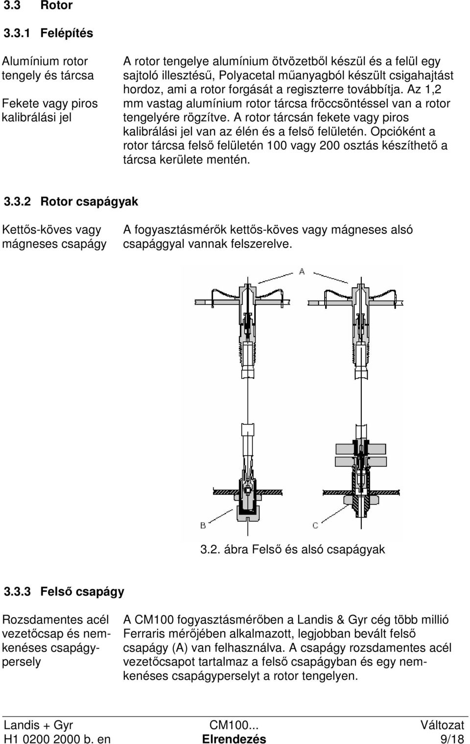 A rotor tárcsán fekete vagy piros kalibrálási jel van az élén és a felső felületén. Opcióként a rotor tárcsa felső felületén 100 vagy 200 osztás készíthető a tárcsa kerülete mentén. 3.