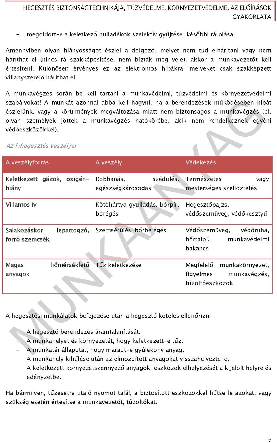 Különösen érvényes ez az elektromos hibákra, melyeket csak szakképzett villanyszerelő háríthat el. A munkavégzés során be kell tartani a munkavédelmi, tűzvédelmi és környezetvédelmi szabályokat!