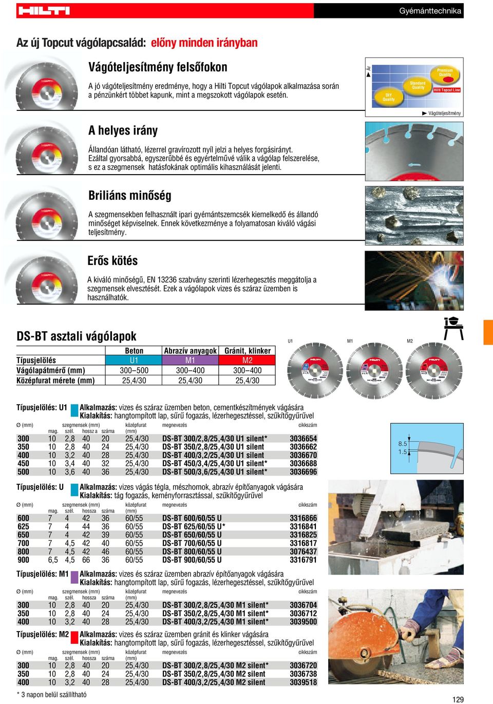 A jó vágóteljesítmény eredménye, hogy a Hilti Topcut vágólapok alkalmazása  során a pénzünkért többet kapunk, mint a megszokott vágólapok esetén. - PDF  Ingyenes letöltés