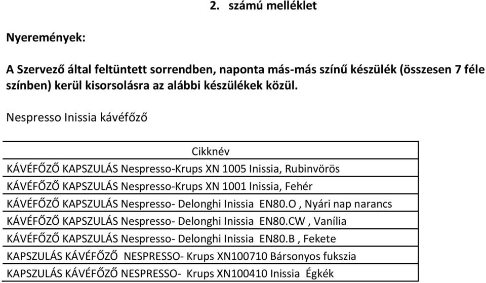 Nespresso Inissia kávéfőző Cikknév KÁVÉFŐZŐ KAPSZULÁS Nespresso-Krups XN 1005 Inissia, Rubinvörös KÁVÉFŐZŐ KAPSZULÁS Nespresso-Krups XN 1001 Inissia, Fehér