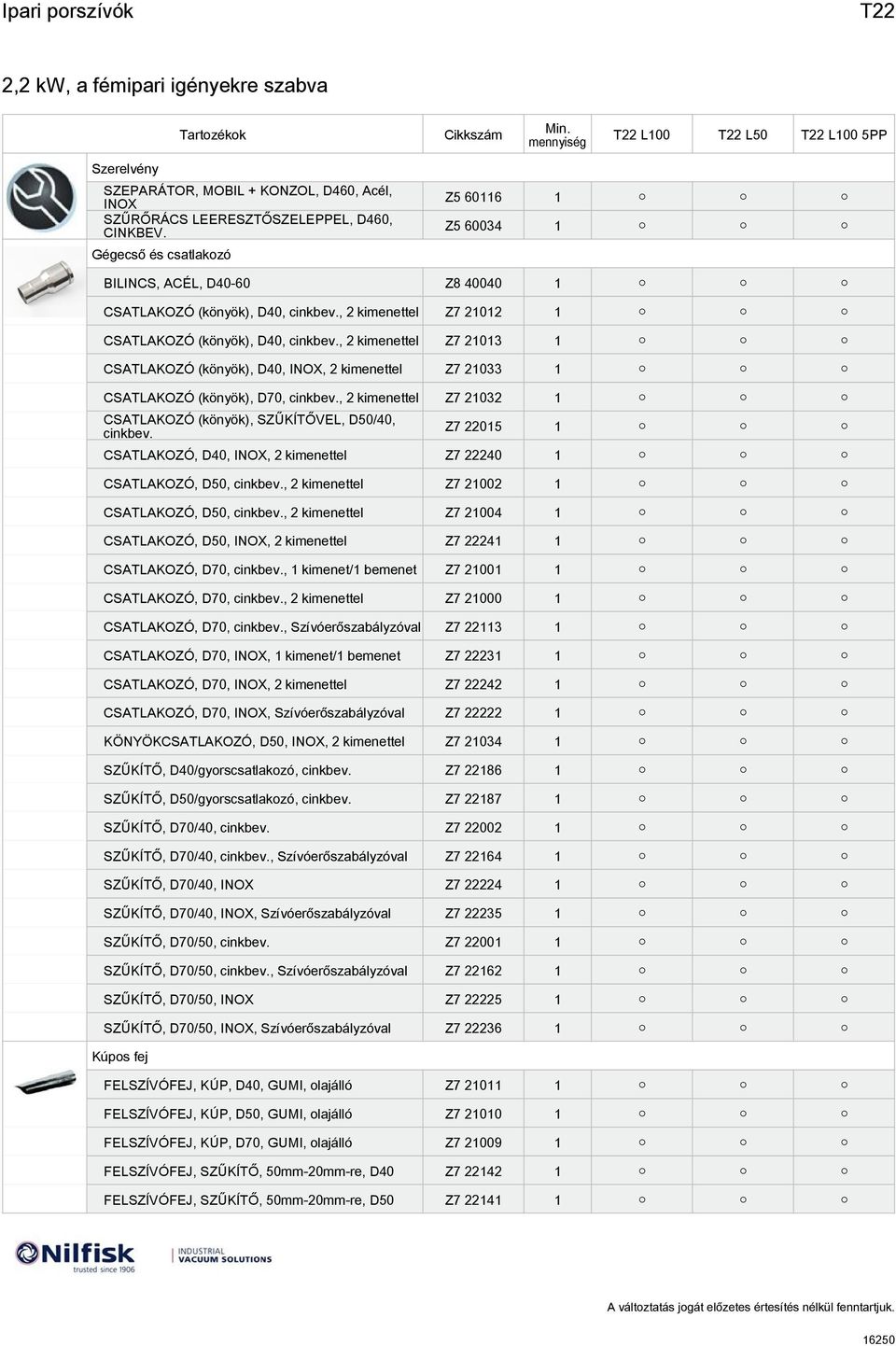 , 2 kimenettel Z7 21013 1 CSATLAKOZÓ (könyök), D40,, 2 kimenettel Z7 21033 1 CSATLAKOZÓ (könyök), D70, cinkbev., 2 kimenettel Z7 21032 1 CSATLAKOZÓ (könyök), SZŰKÍTŐVEL, D50/40, cinkbev.