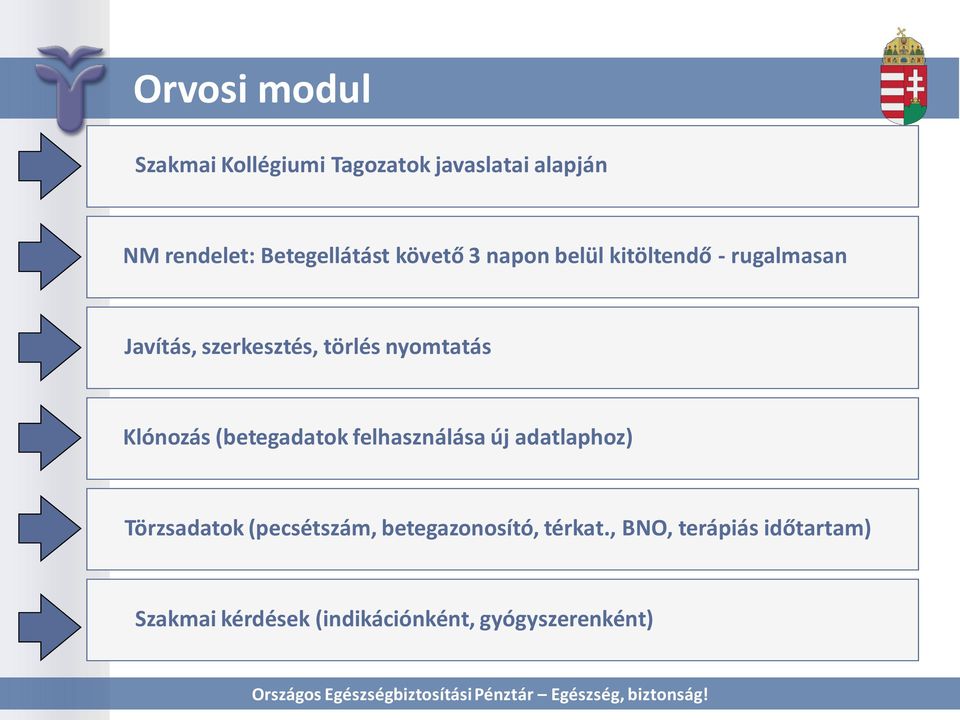 törlés nyomtatás Klónozás (betegadatok felhasználása új adatlaphoz) Törzsadatok