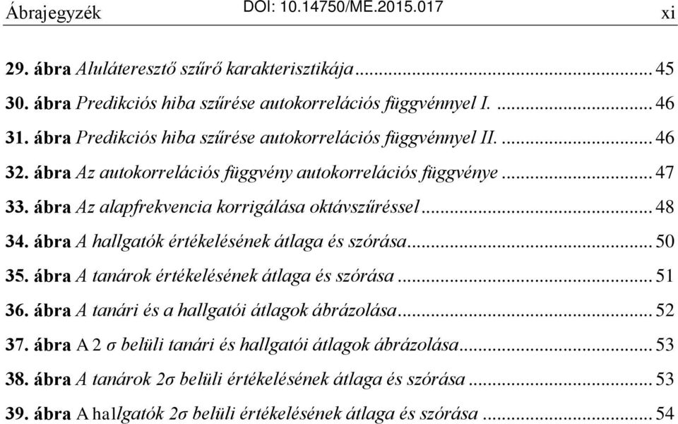 ábra Az alapfrekvencia korrigálása oktávszűréssel... 48 34. ábra A hallgatók értékelésének átlaga és szórása... 50 35. ábra A tanárok értékelésének átlaga és szórása... 51 36.
