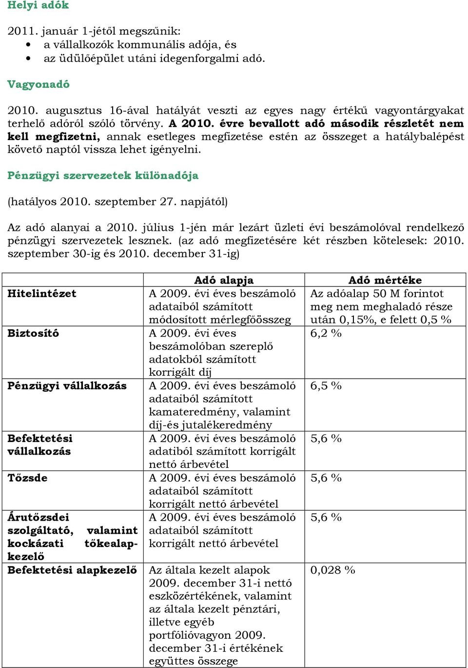 évre bevallott adó második részletét nem kell megfizetni, annak esetleges megfizetése estén az összeget a hatálybalépést követő naptól vissza lehet igényelni.