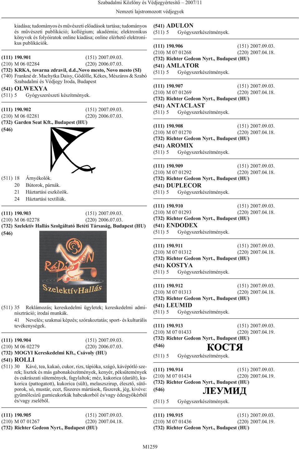 Lajstromozott védjegyek - PDF Ingyenes letöltés