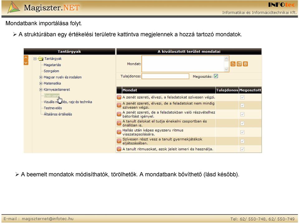 megjelennek a hozzá tartozó mondatok.