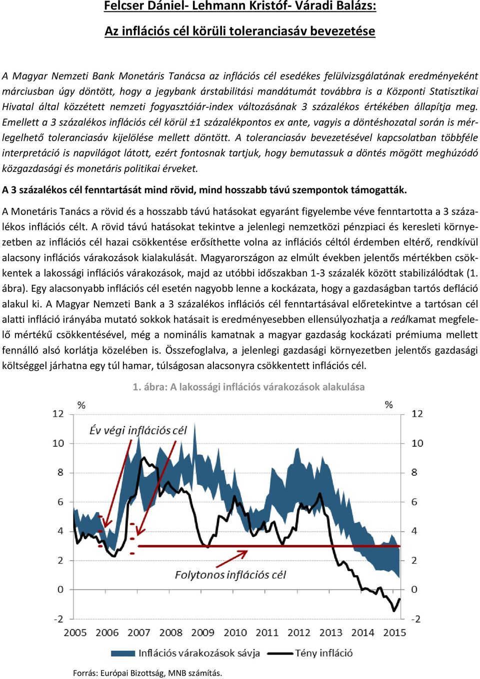 meg. Emellett a 3 százalékos inflációs cél körül ±1 százalékpontos ex ante, vagyis a döntéshozatal során is mérlegelhető toleranciasáv kijelölése mellett döntött.