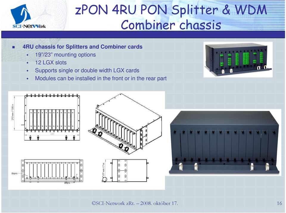 Supports single or double width LGX cards Modules can be