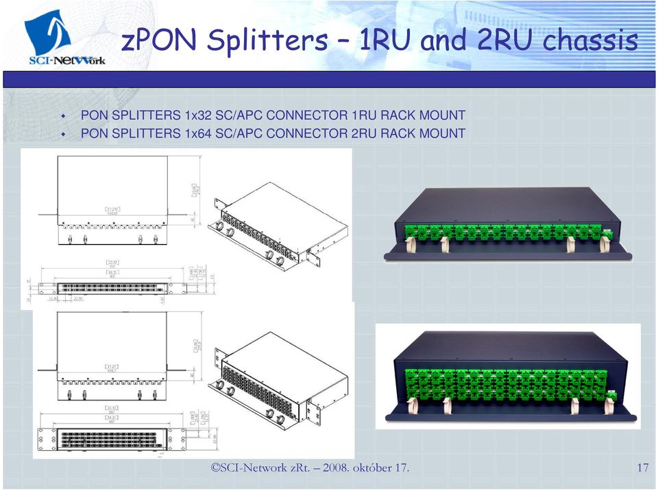 MOUNT PON SPLITTERS 1x64 SC/APC CONNECTOR