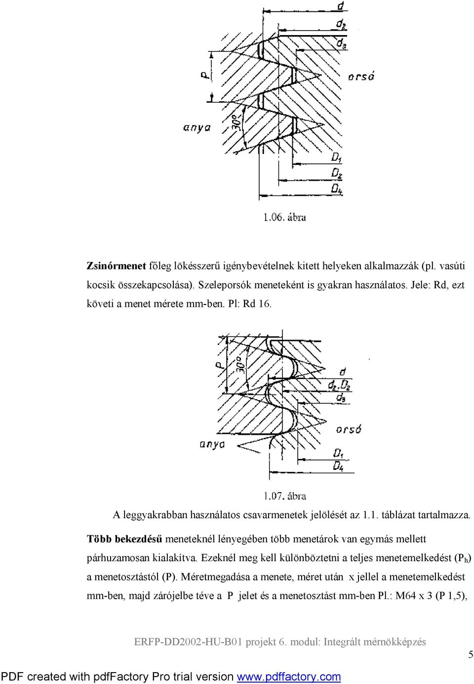 Több bekezdésű meneteknél lényegében több menetárok van egymás mellett párhuzamosan kialakítva.