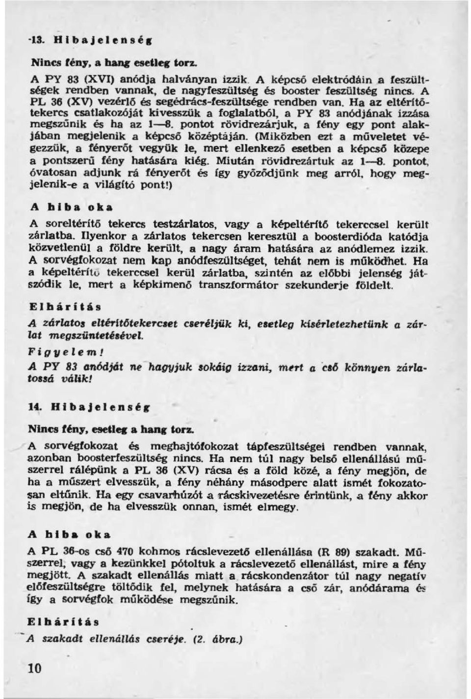 pontot rövidrezárjuk, a fény egy pont alakjában megjelenik a képcső középtáján.