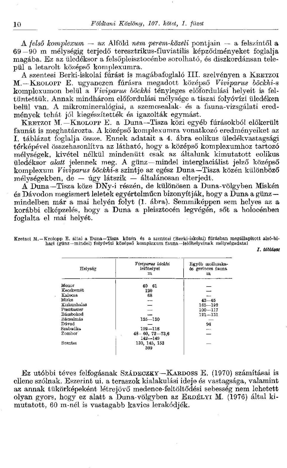 ugyanezen fúrásra megadott középső Viviparus böckhi-a komplexumon belül a Viviparus böckhi tényleges előfordulási helyeit is feltüntettük.