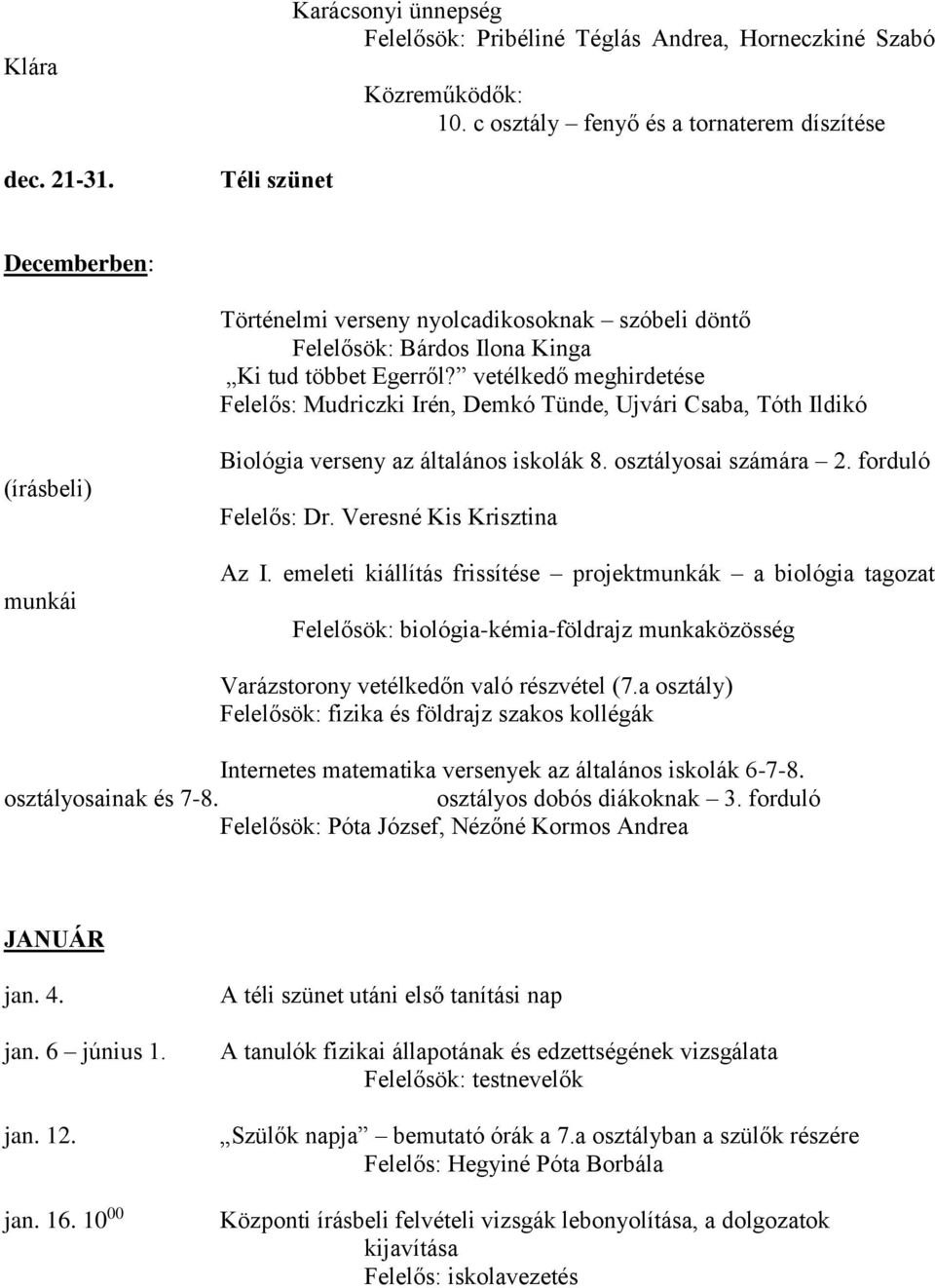 vetélkedő meghirdetése Felelős: Mudriczki Irén, Demkó Tünde, Ujvári Csaba, Tóth Ildikó (írásbeli) munkái Biológia verseny az általános iskolák 8. osztályosai számára 2. forduló Felelős: Dr.