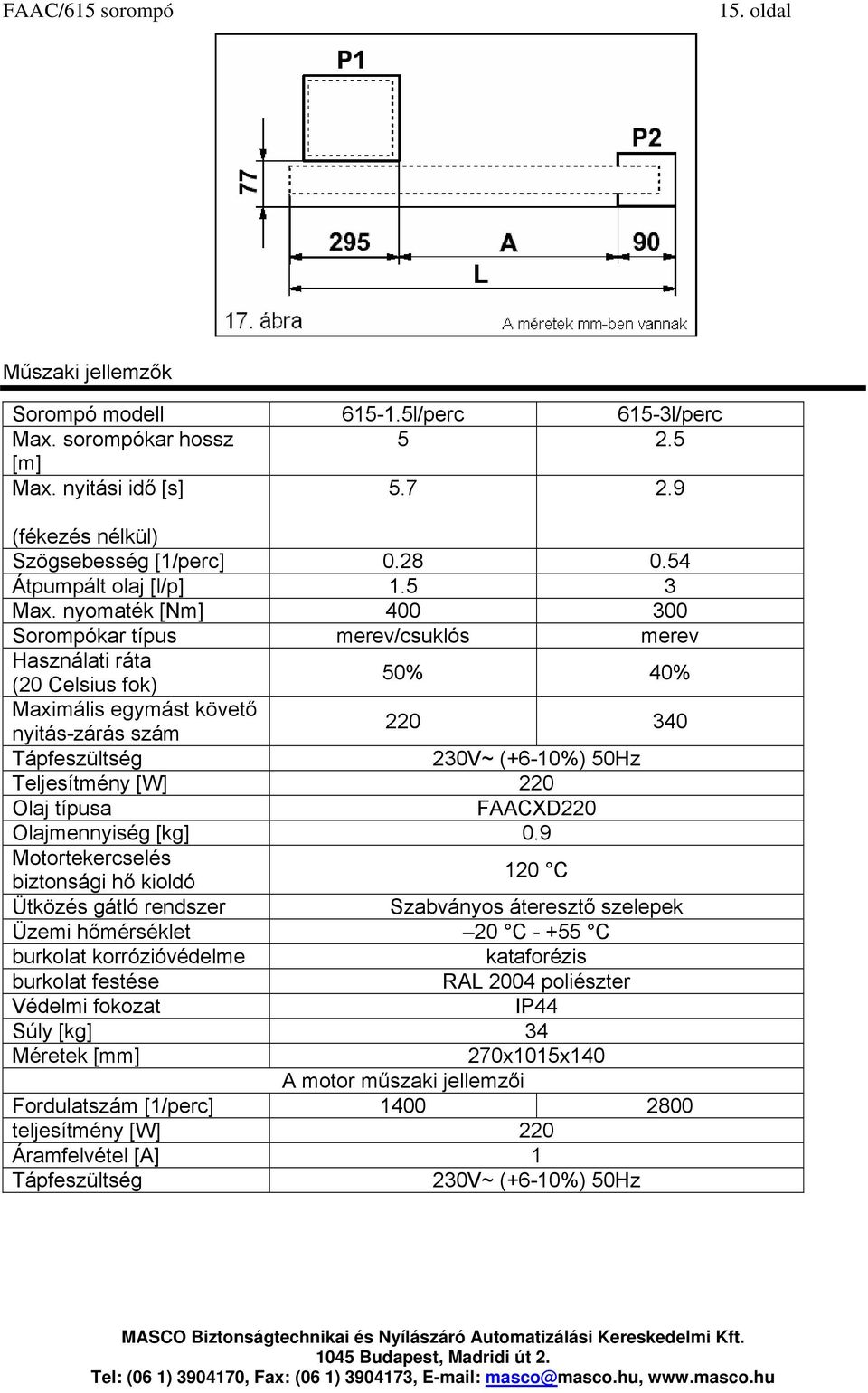 nyomaték [Nm] 400 300 Sorompókar típus merev/csuklós merev Használati ráta (20 Celsius fok) 50% 40% Maximális egymást követő nyitás-zárás szám 220 340 Tápfeszültség 230V~ (+6-10%) 50Hz Teljesítmény