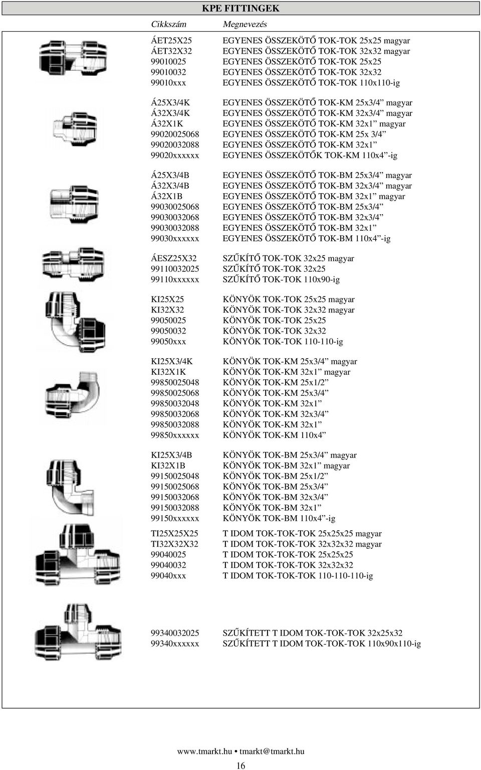 EGYENES ÖSSZEKÖTÔ TOK-KM 25x 3/4 99020032088 EGYENES ÖSSZEKÖTÔ TOK-KM 32x1 99020xxxxxx EGYENES ÖSSZEKÖTÔK TOK-KM 110x4 -ig Á25X3/4B EGYENES ÖSSZEKÖTÔ TOK-BM 25x3/4 magyar Á32X3/4B EGYENES ÖSSZEKÖTÔ