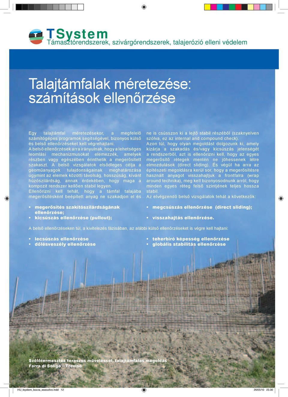 A belső vizsgálatok elsődleges célja a geoműanyagok tulajdonságainak meghatározása úgymint az elemek közötti távolság, hosszúság, kívánt húzószilárdság, annak érdekében, hogy maga a kompozit rendszer