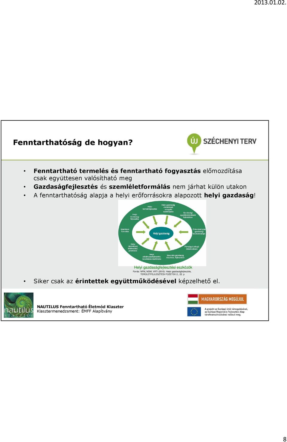 Gazdaságfejlesztés és szemléletformálás nem járhat külön utakon A fenntarthatóság alapja a helyi erıforrásokra