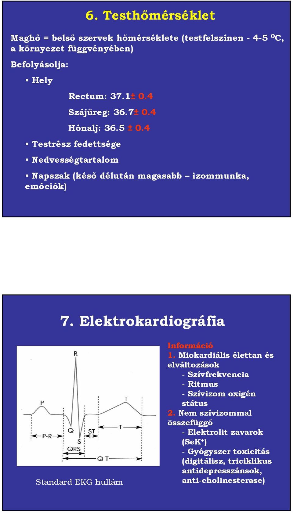 Elektrokardiográfia Standard EKG hullám Információ 1.