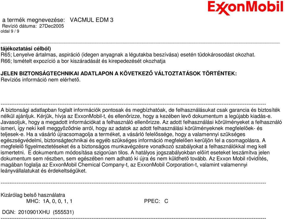 ----------------------------------------------------------------------------------------------------------------------------------------------------- A biztonsági adatlapban foglalt információk