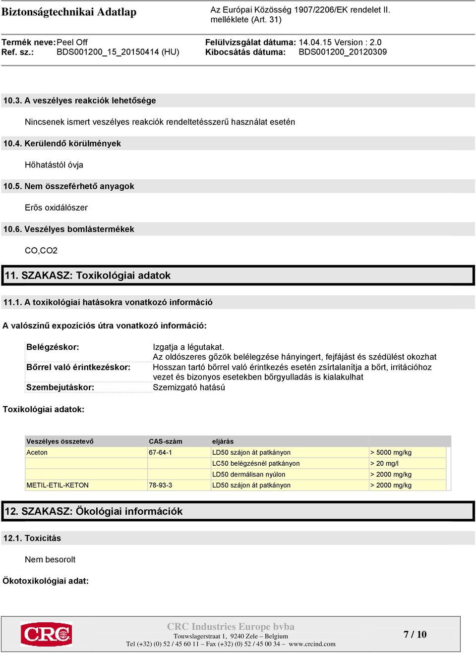 .6. Veszélyes bomlástermékek CO,CO2 11