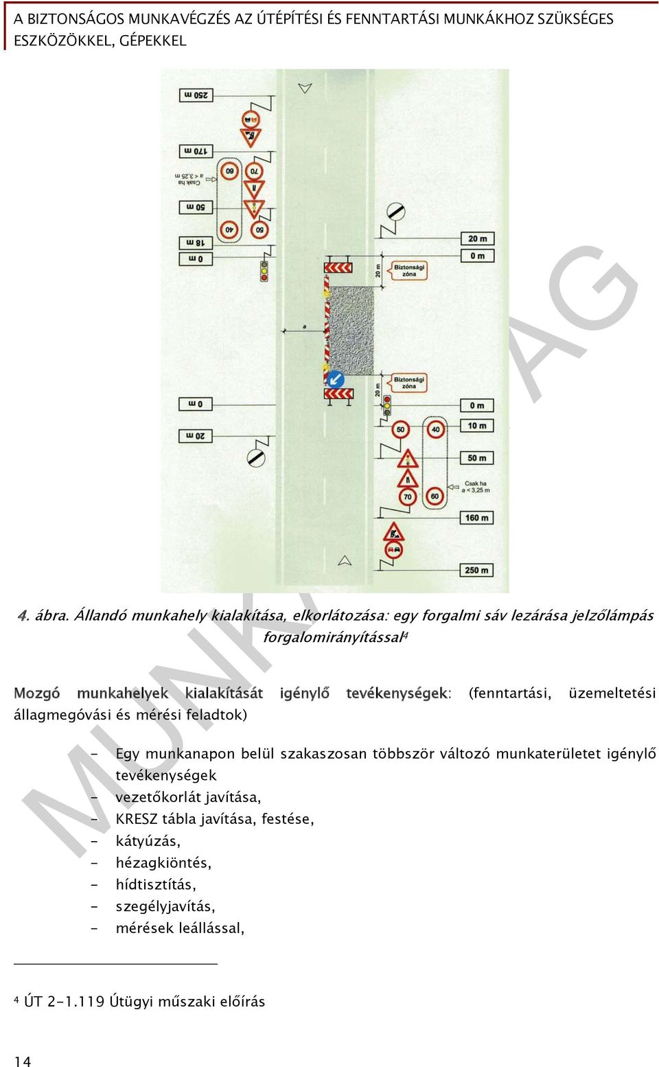 kialakítását igénylő tevékenységek: (fenntartási, üzemeltetési állagmegóvási és mérési feladtok) - Egy munkanapon belül