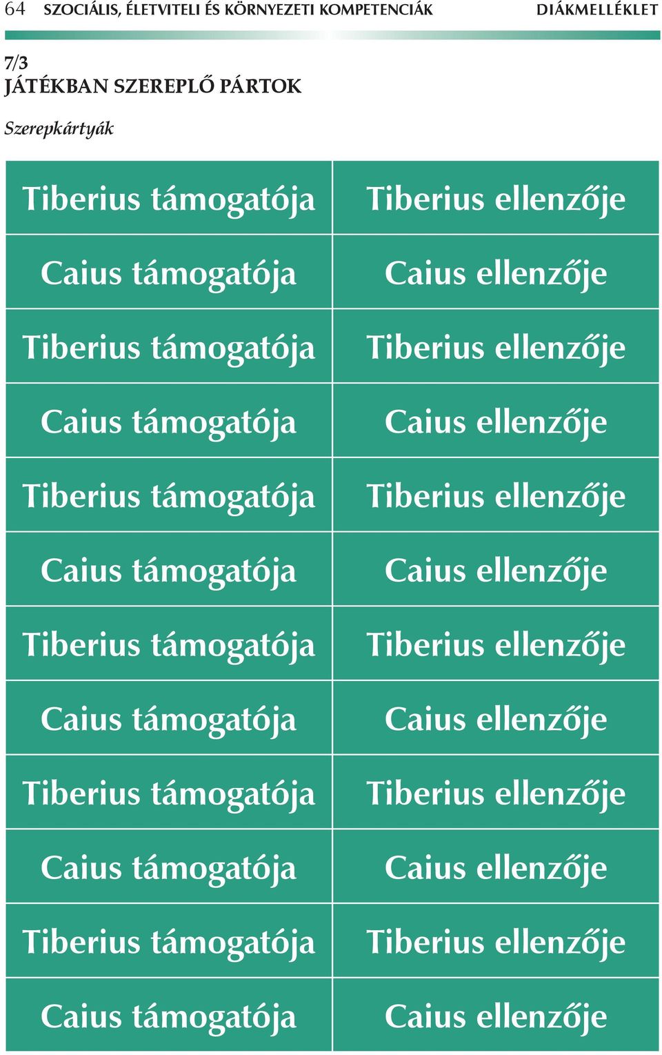 támogatója Caius támogatója Tiberius támogatója Caius támogatója Tiberius ellenzője Caius ellenzője Tiberius ellenzője Caius ellenzője