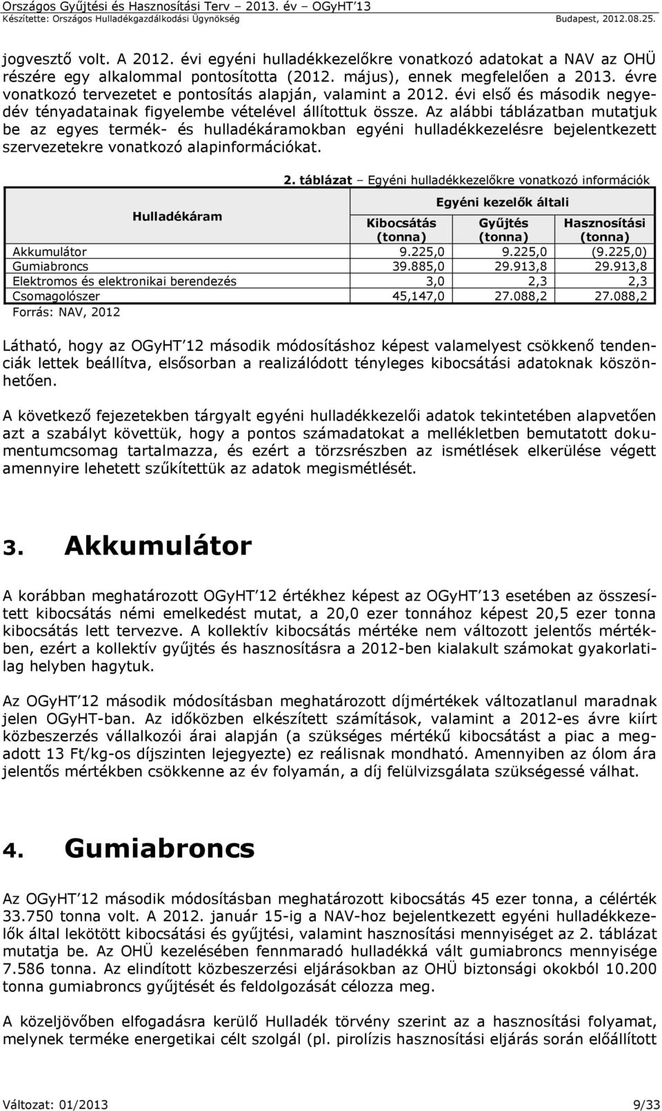 Az alábbi táblázatban mutatjuk be az egyes termék- és hulladékáramokban egyéni hulladékkezelésre bejelentkezett szervezetekre vonatkozó alapinformációkat. 2.