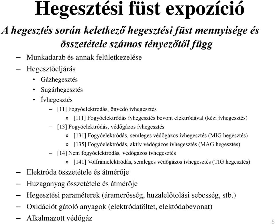 semleges védőgázos ívhegesztés (MIG hegesztés)» [135] Fogyóelektródás, aktív védőgázos ívhegesztés (MAG hegesztés) [14] Nem fogyóelektródás, védőgázos ívhegesztés» [141] Volfrámelektródás, semleges