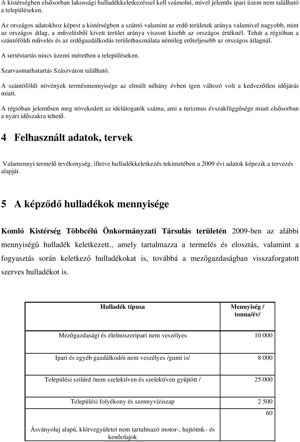Tehát a régióban a szántóföldi m velés és az erd gazdálkodás területhasználata némileg er teljesebb az országos átlagnál. A sertéstartás nincs üzemi méretben a településeken.