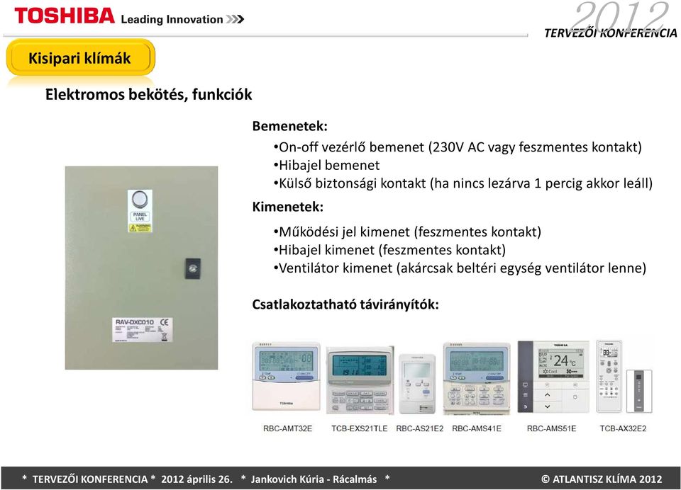 Kimenetek: Működési jel kimenet (feszmentes kontakt) Hibajel kimenet (feszmentes kontakt)