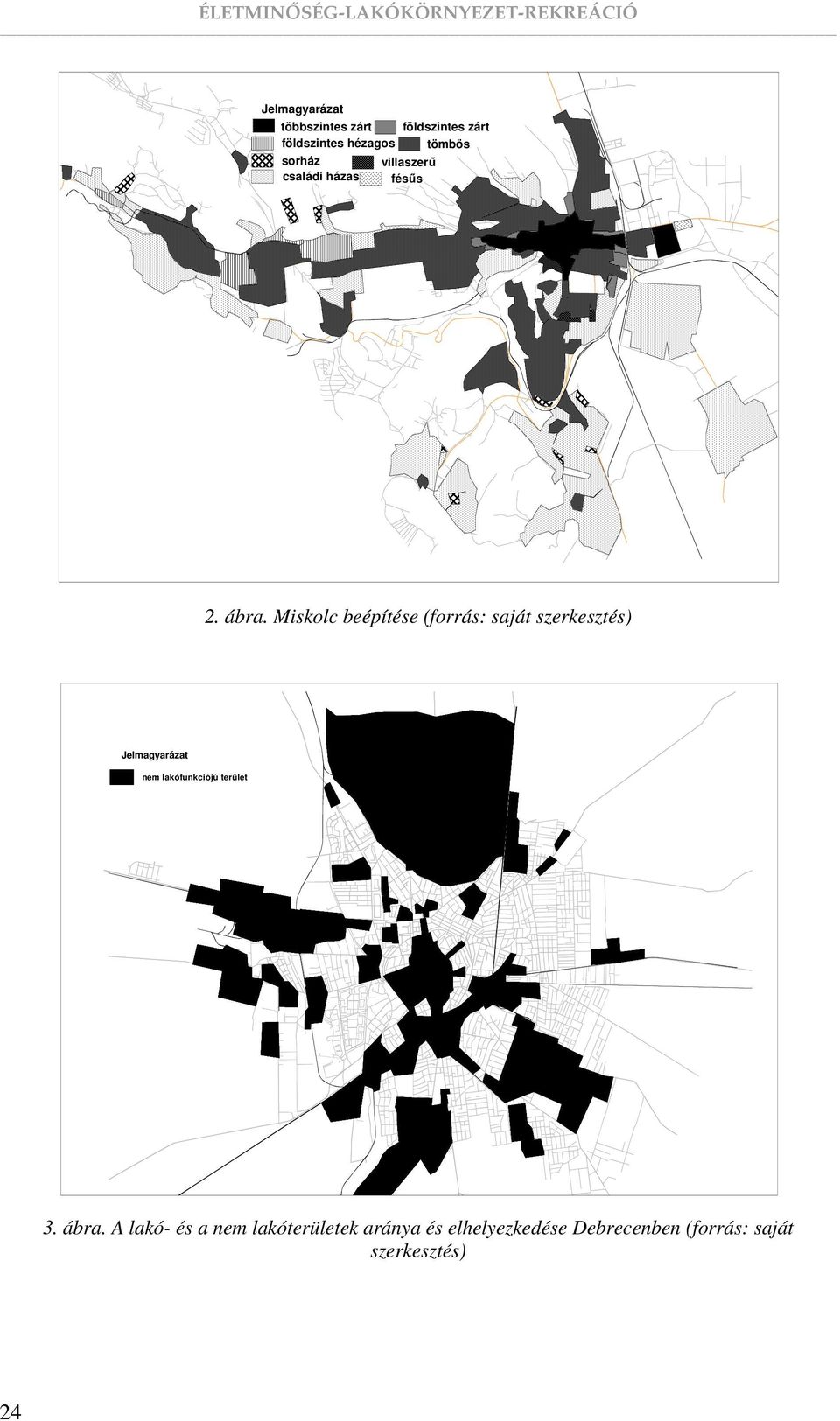 Miskolc beépítése (forrás: saját szerkesztés) nem lakófunkciójú terület