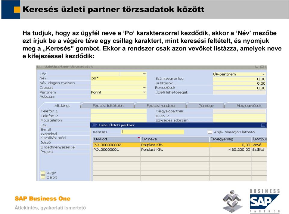 SAP Business One. Üzleti partnerek kezelése. Mosaic Business System Kft.;  Support: - PDF Free Download