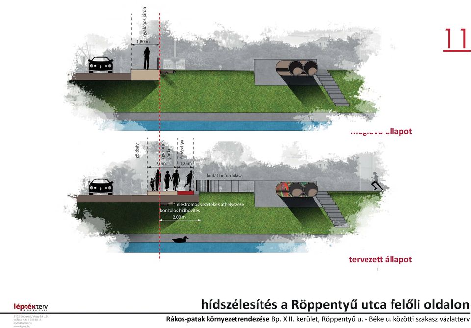 . tervezett állapot I hídszélesítés a Röppentyű utca felőli