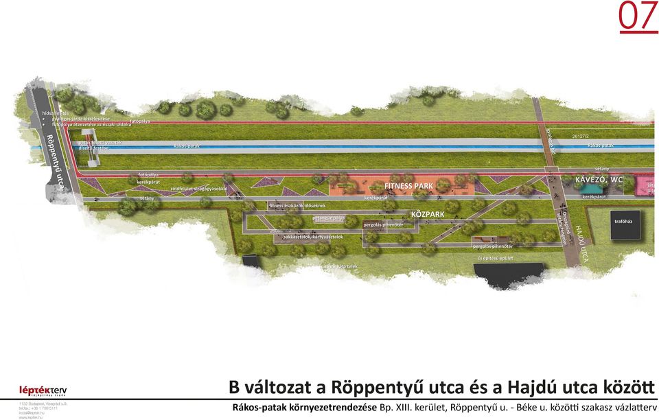 B változat a Röppentyű utca és a Hajdú utca között Rákos-patak