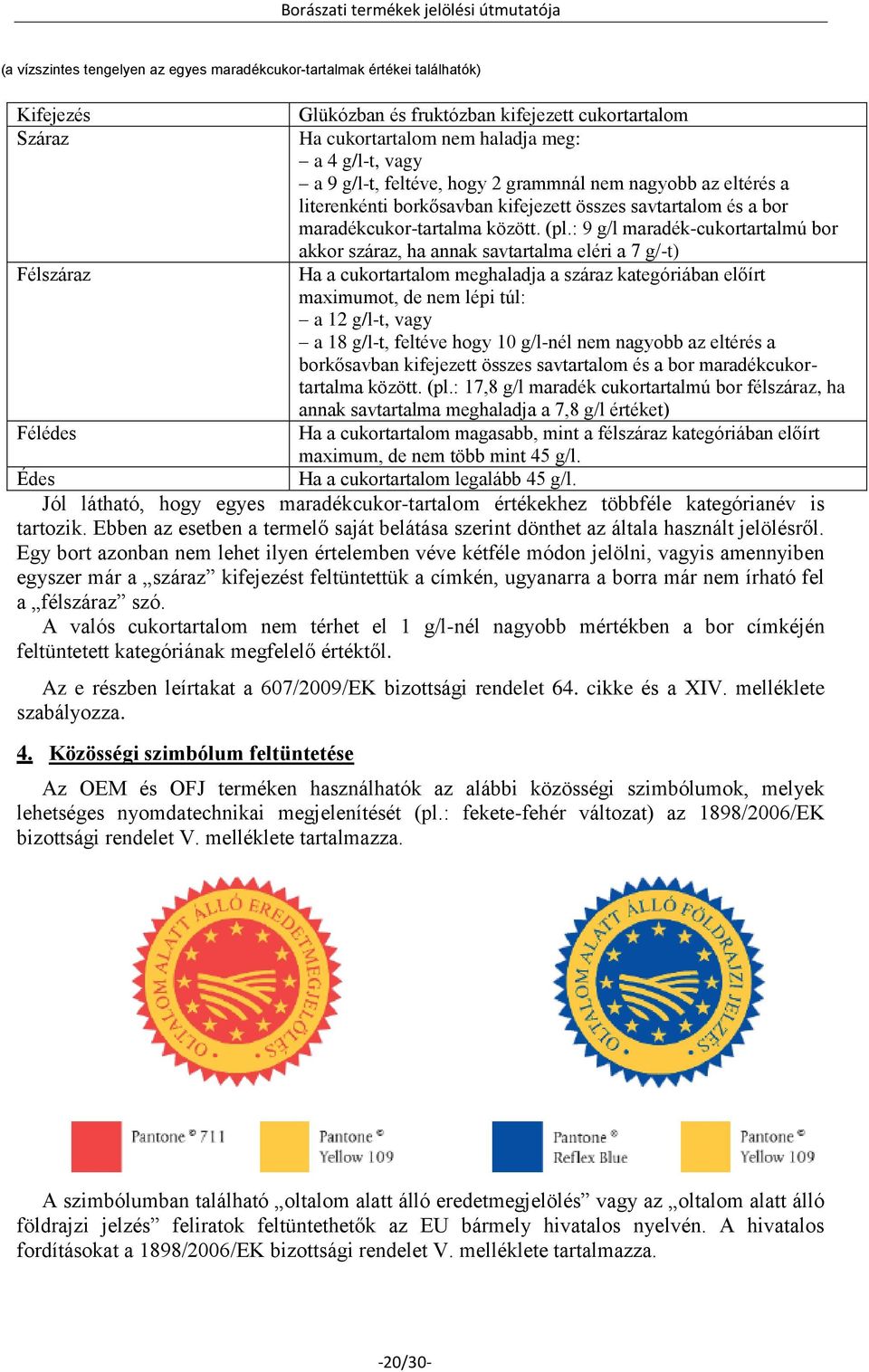 : 9 g/l maradék-cukortartalmú bor akkor száraz, ha annak savtartalma eléri a 7 g/-t) Félszáraz Ha a cukortartalom meghaladja a száraz kategóriában előírt maximumot, de nem lépi túl: a 12 g/l-t, vagy