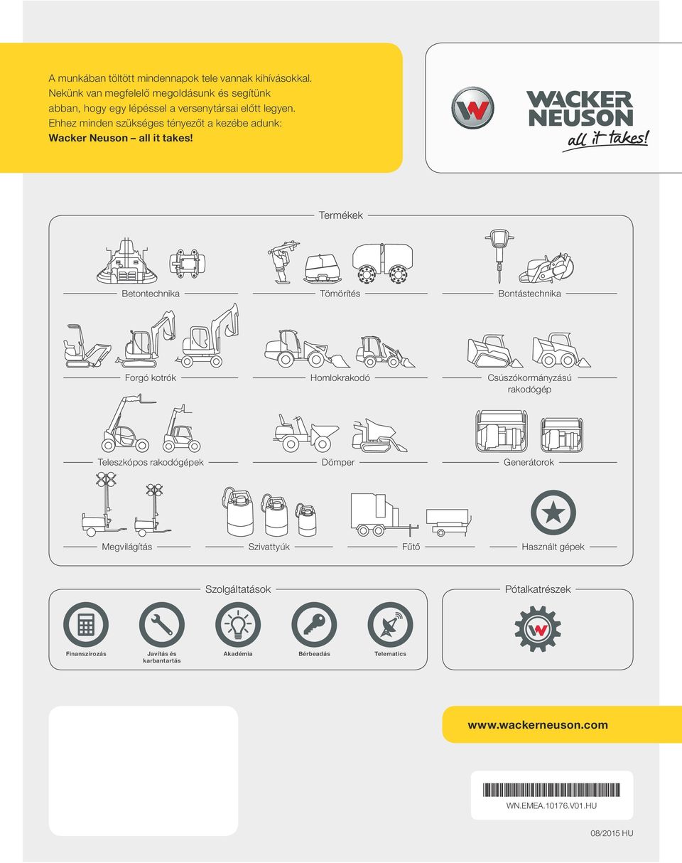 Ehhez minden szükséges tényezőt a kezébe adunk: Wacker Neuson all it takes!