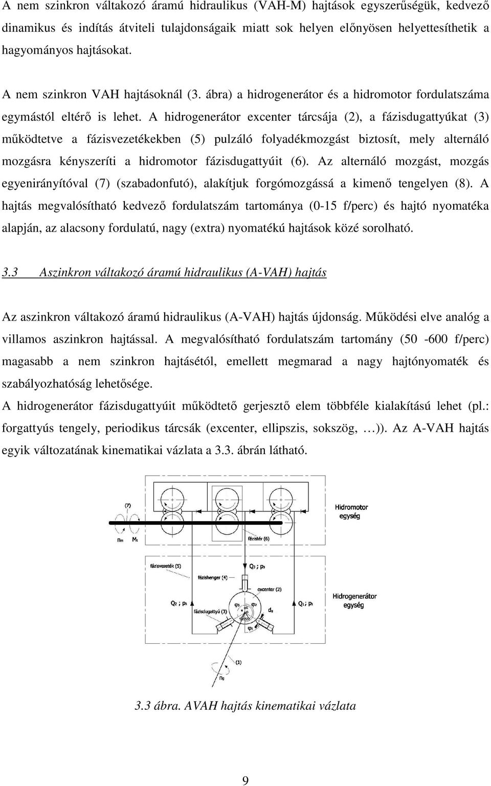A hidrogenerátor excenter tárcsája (), a fázisdugattyúkat (3) működtetve a fázisvezetékekben (5) pulzáló folyadékmozgást biztosít, mely alternáló mozgásra kényszeríti a hidromotor fázisdugattyúit (6).