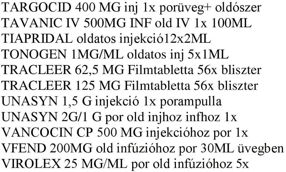 MG Filmtabletta 56x bliszter UNASYN 1,5 G injekció 1x porampulla UNASYN 2G/1 G por old injhoz infhoz 1x