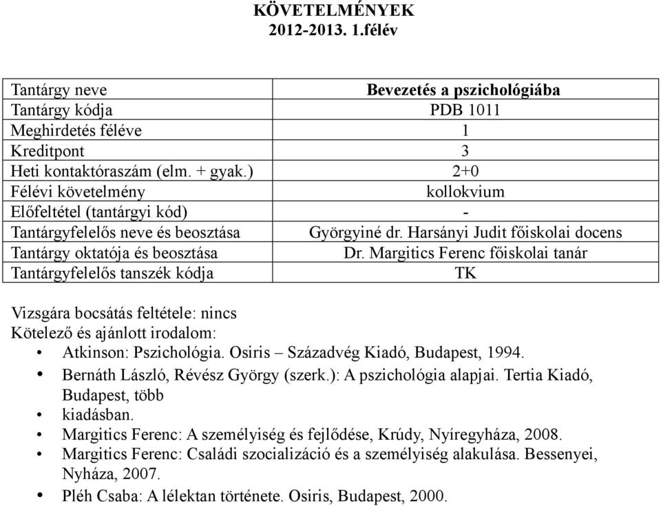 Bernáth László, Révész György (szerk.): A pszichológia alapjai. Tertia Kiadó, Budapest, több kiadásban.