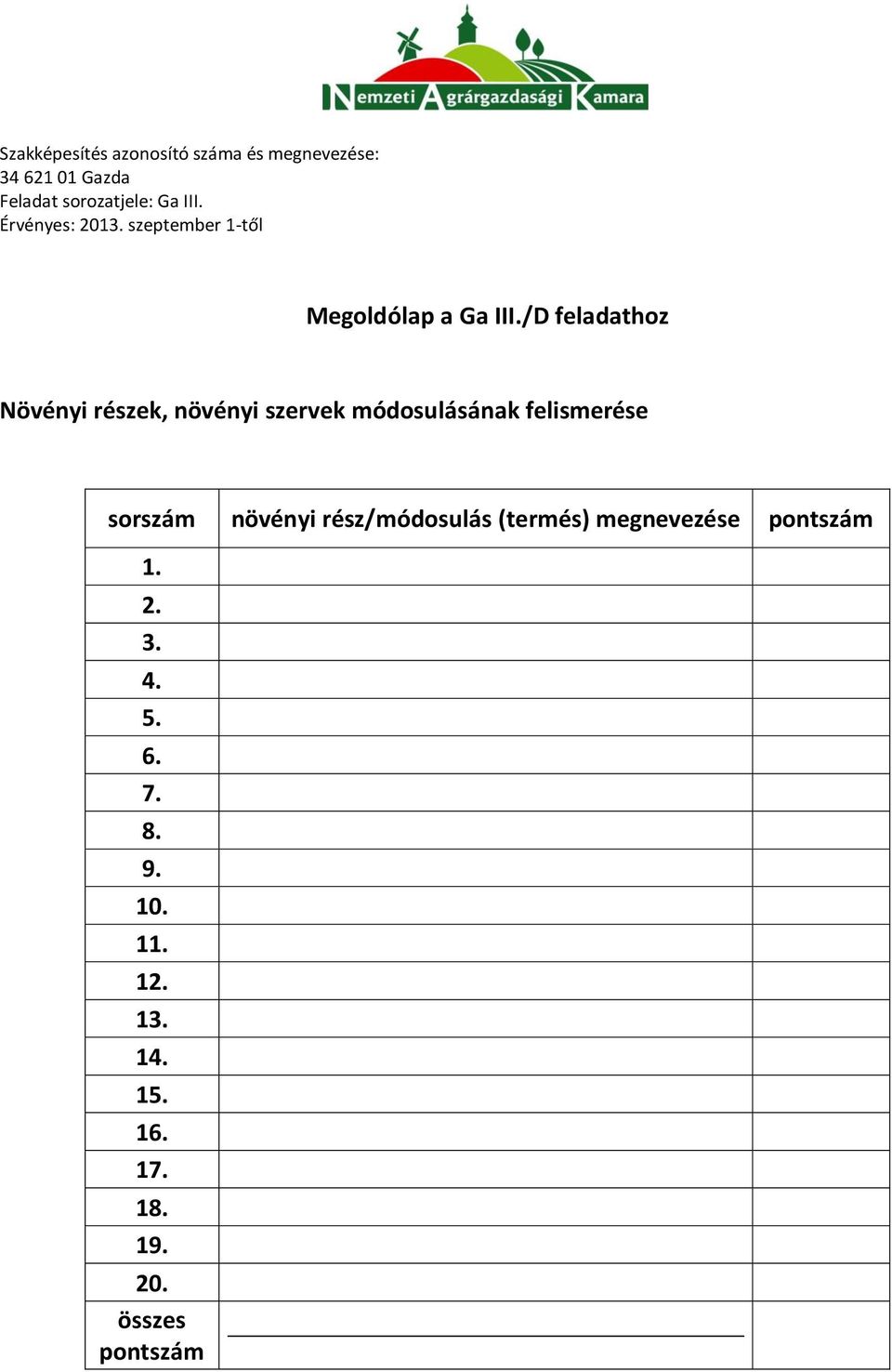 felismerése sorszám növényi rész/módosulás (termés)