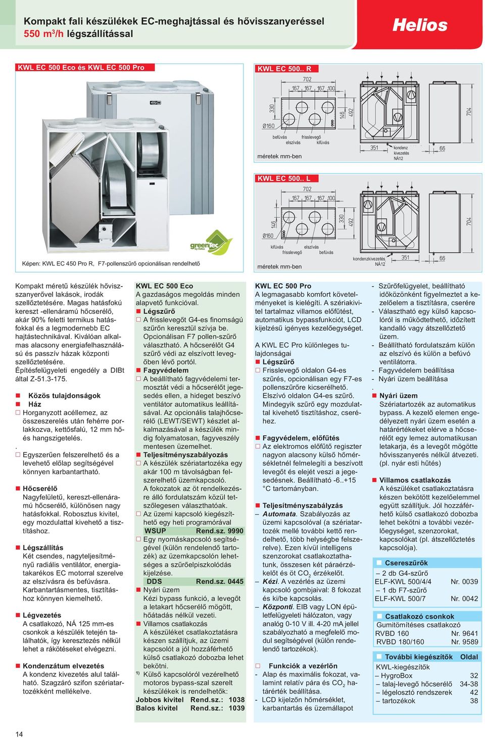 szellőztetésére Magas hatásfokú kereszt -ellenáramú hőcserélő, akár 90% feletti termikus hatásfokkal és a legmodernebb EC hajtástechnikával Kiválóan alkalmas alacsony energiafelhasználású és passzív